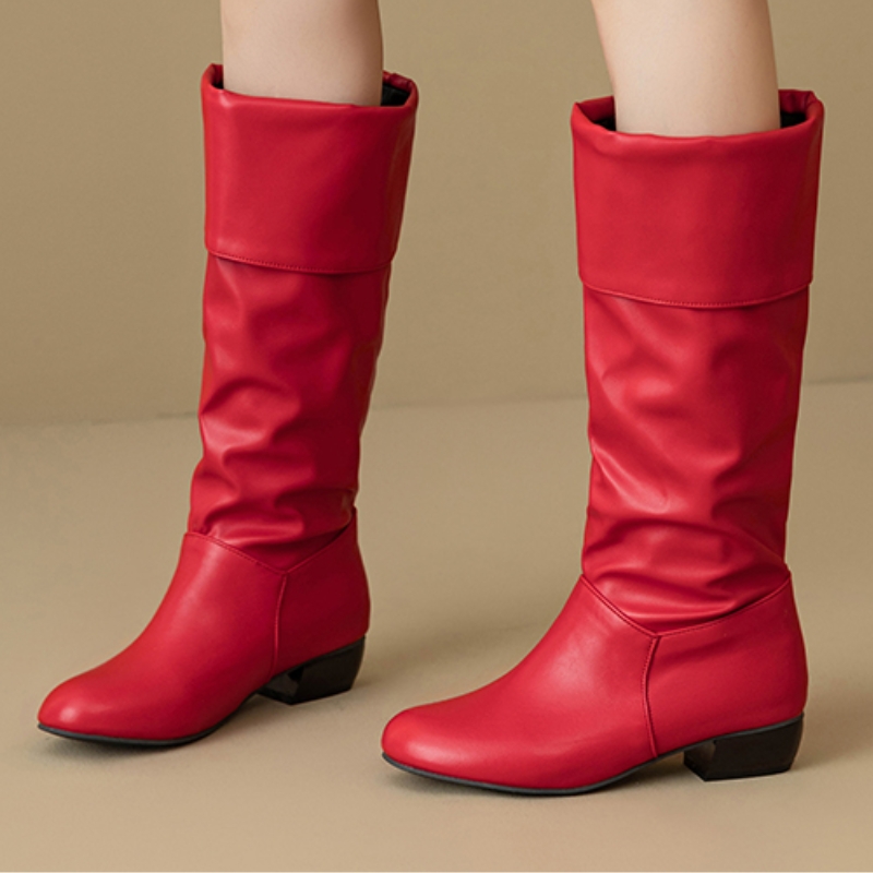 Slip on Knee High Boots Pleate - Waterproof Winter Boot 评论和价格