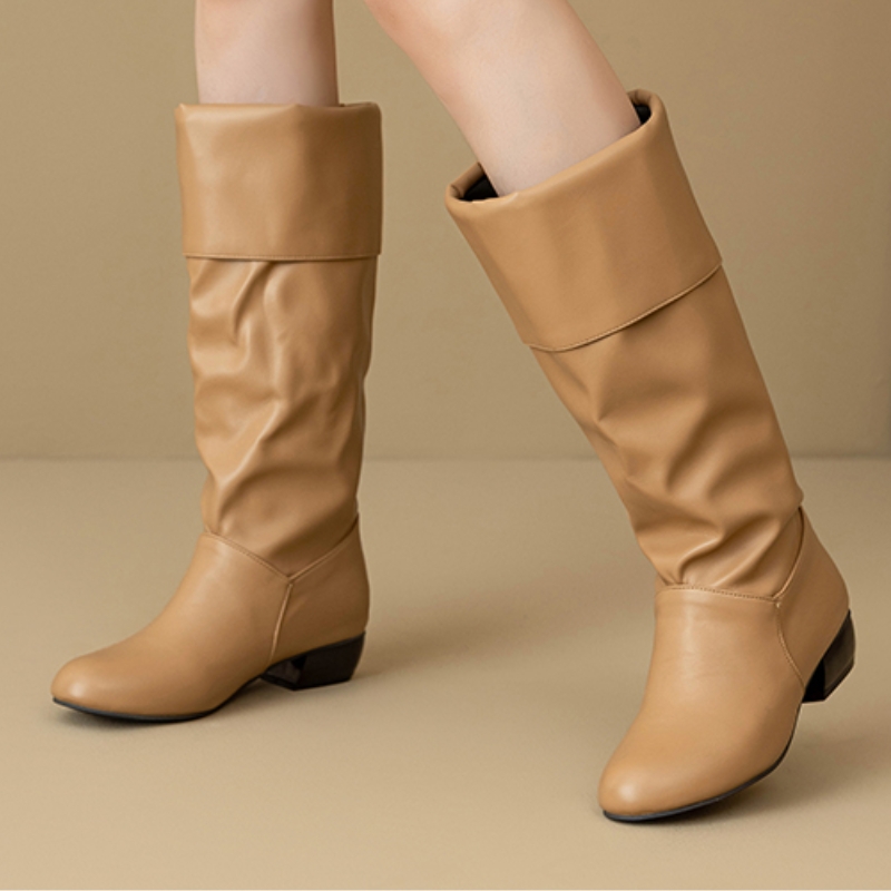 Slip on Knee High Boots Pleate - Waterproof Winter Boot 评论和价格