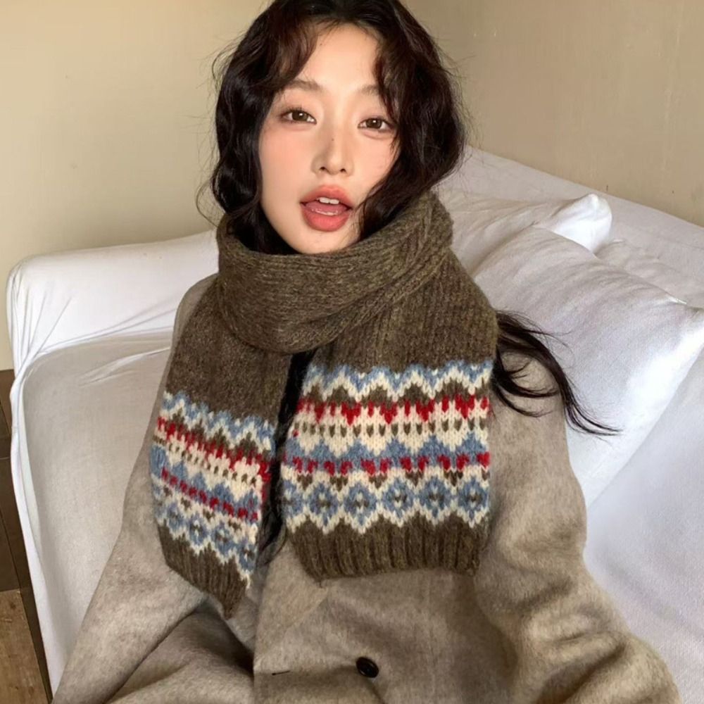 Classic Wool Jacquard Knitted  - Wool Scarf Men 评论和价格