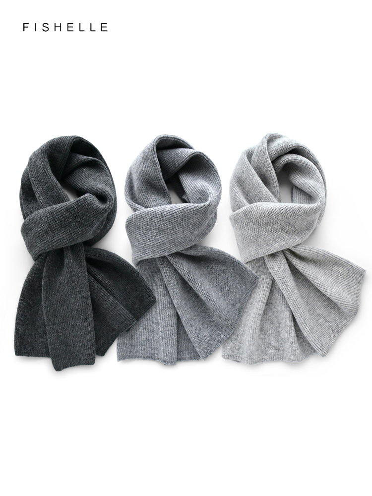 Gray solid color cashmere scar - Wool Scarf Men 评论和价格