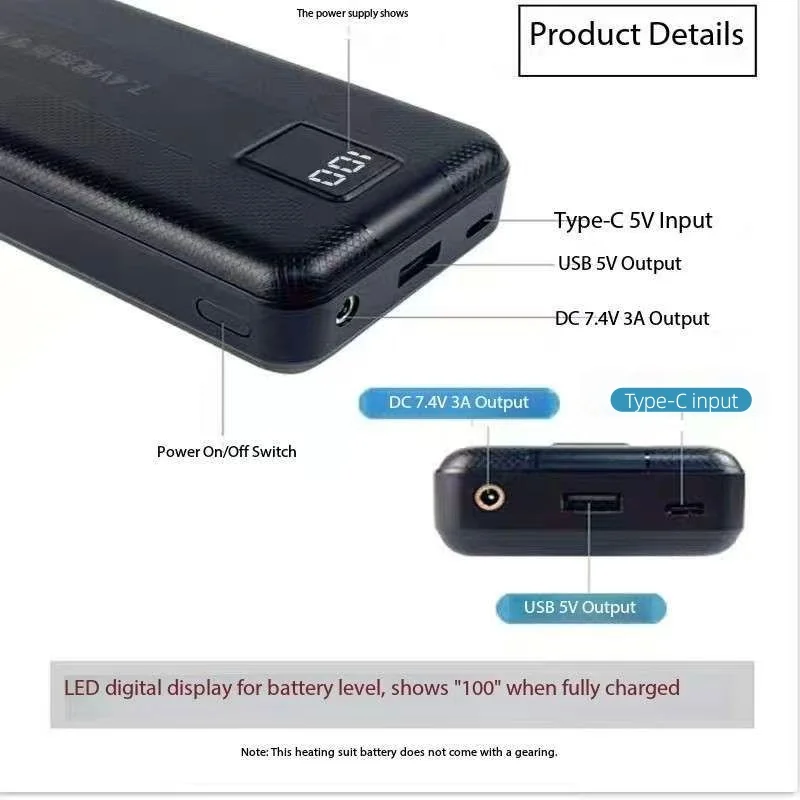 New Large Capacity 7.4V/3A/160 - Heated Vest Battery 评论和价格
